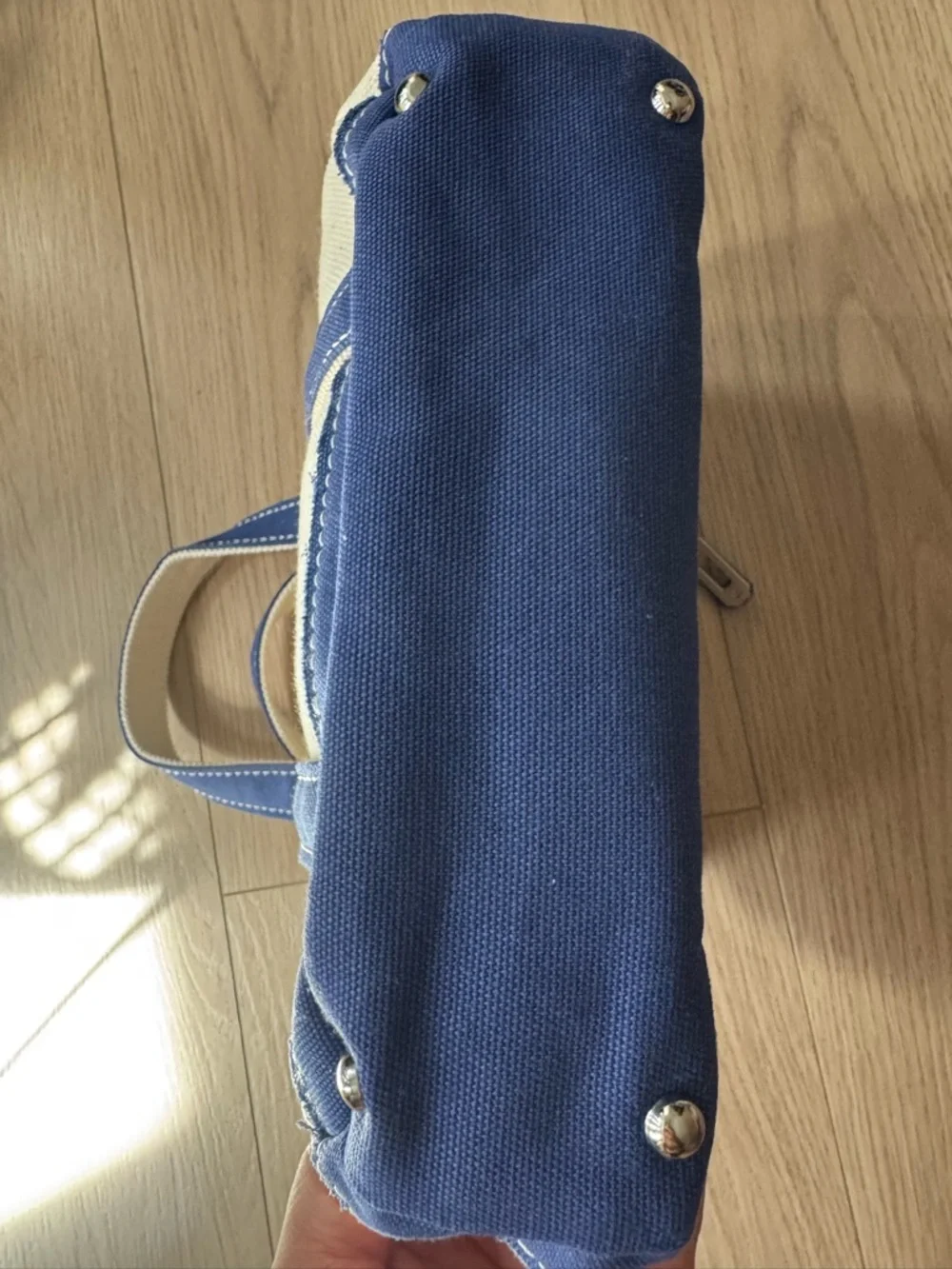 Mini “Boatkin” Canvas Tote with Navy Trim - Picture 8 of 12